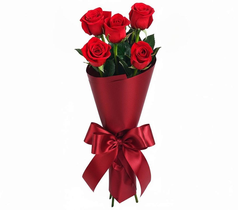Букет 5 Красных роз Эдлесс Лав в Тавричанка