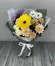 Букет цветов из:  Розы, Герберы и Хризантемы в Тавричанка