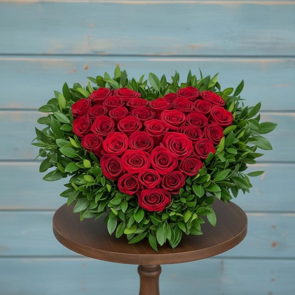 Цветочная композиция из Розы в виде сердца в Тавричанка