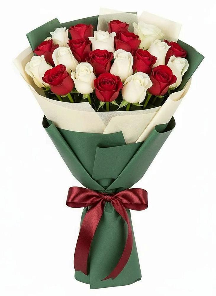 Букет Микс из красных и белых роз в Тавричанка