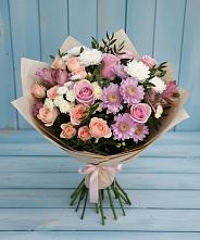 Букет цветов из:  Хризантемы, Розы и Альстромерии в Тавричанка