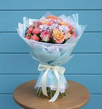 Букет цветов из:  Хризантемы и Розы в Тавричанка