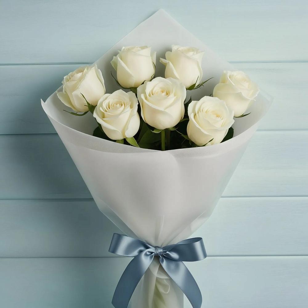 Букет 7 Белых роз Эдлесс Лав в Тавричанка